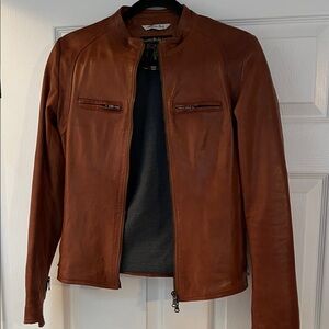 Brown Leather Jacket made it Italy